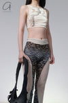 RUI fish scale stitching mesh flared pants RSS23KN06 nightfall black and gray gradient